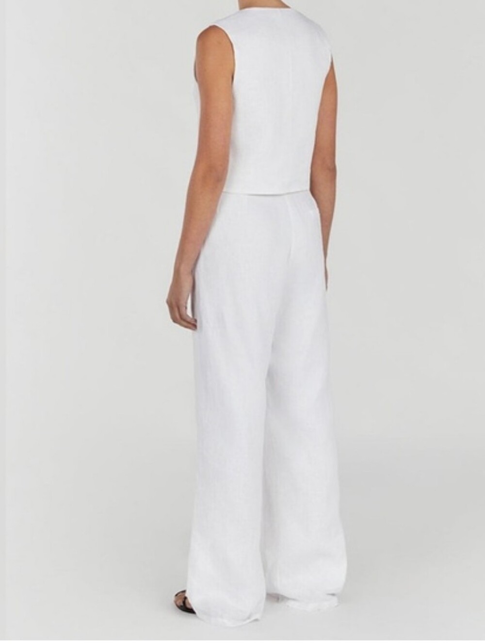 Commense White Wide Leg Linen Pants - Picture 4 of 5